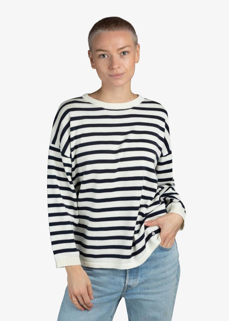 Secondary product image for "Stina Stickad Tröja Rand Marinblå"