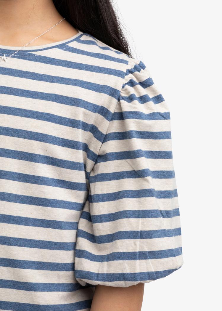 Secondary product image for "Molly Puff Blouse Stripe Blue Sand Kids"