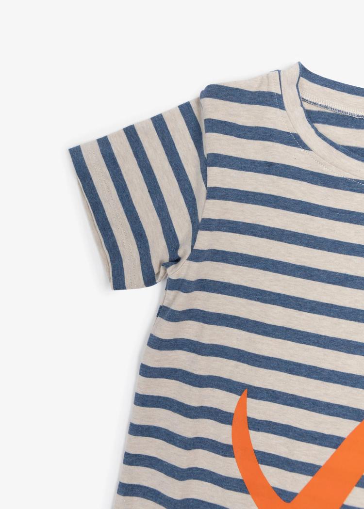 Secondary product image for "T-shirt Ankare Rand Blå & Sand"