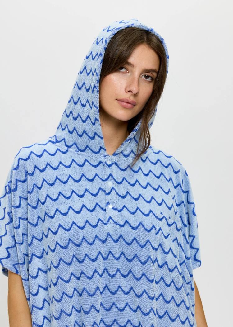 Secondary product image for "Frotteponcho Blå/Navy Våg"