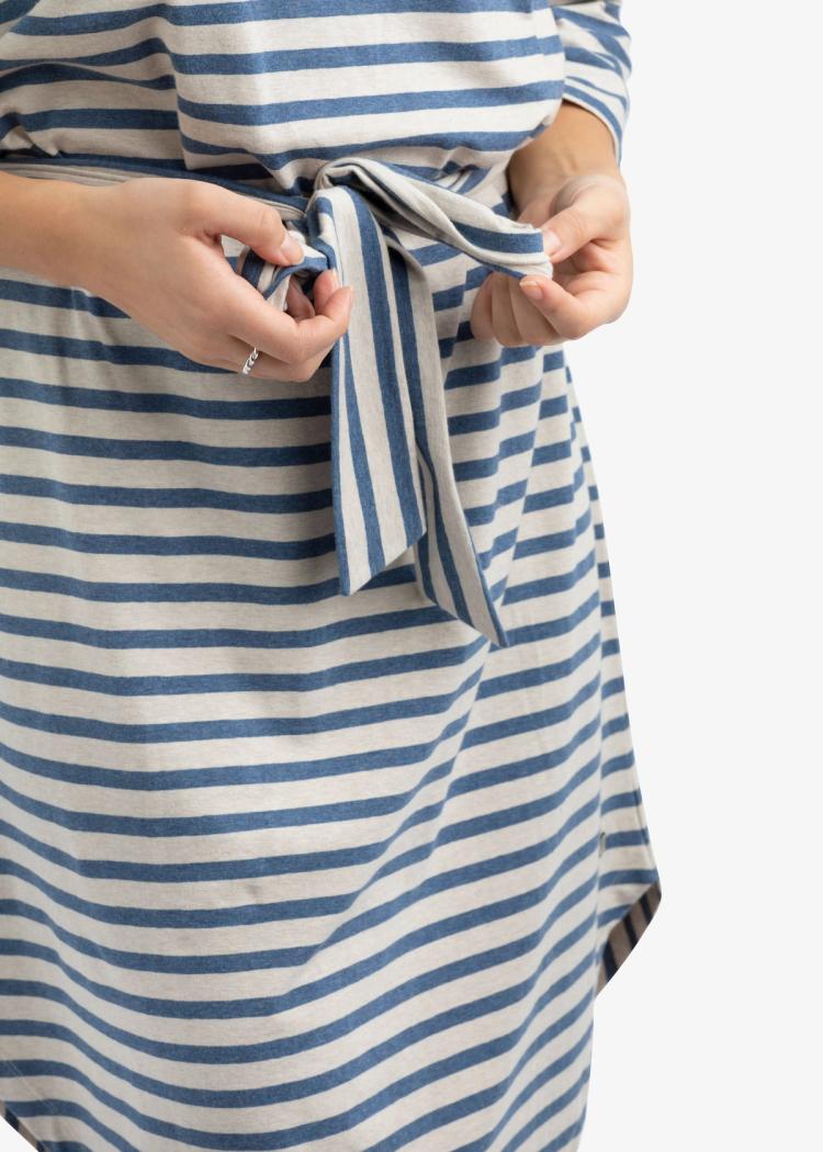 Secondary product image for "Sigrid Dress Stripe Blue Sand"