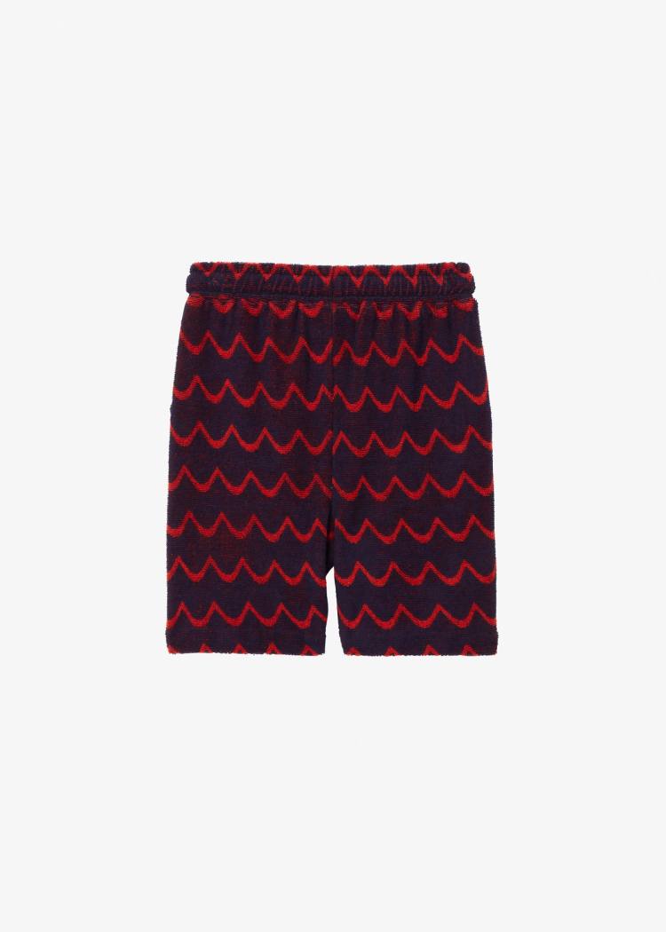 Secondary product image for "Beach Terry Shorts Navy Red Wave Child"