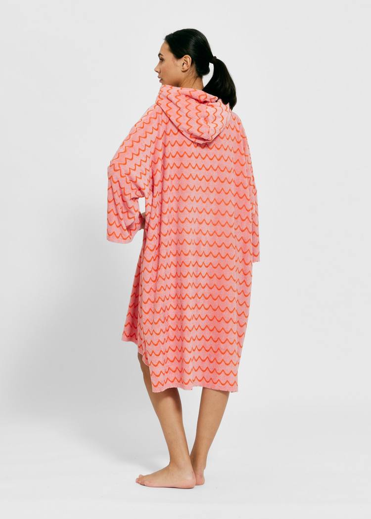 Secondary product image for "Frottéponcho Våg Rosa Orange LS"