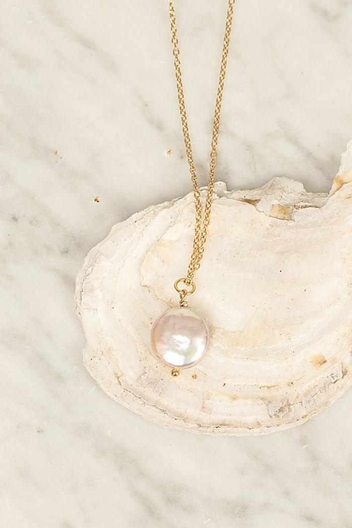 Secondary product image for "Halsband Pärla Slät Guld"