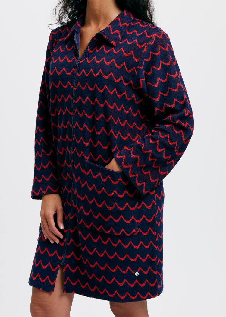 Secondary product image for "Bathrobe Archipelago Wave Navy Red"
