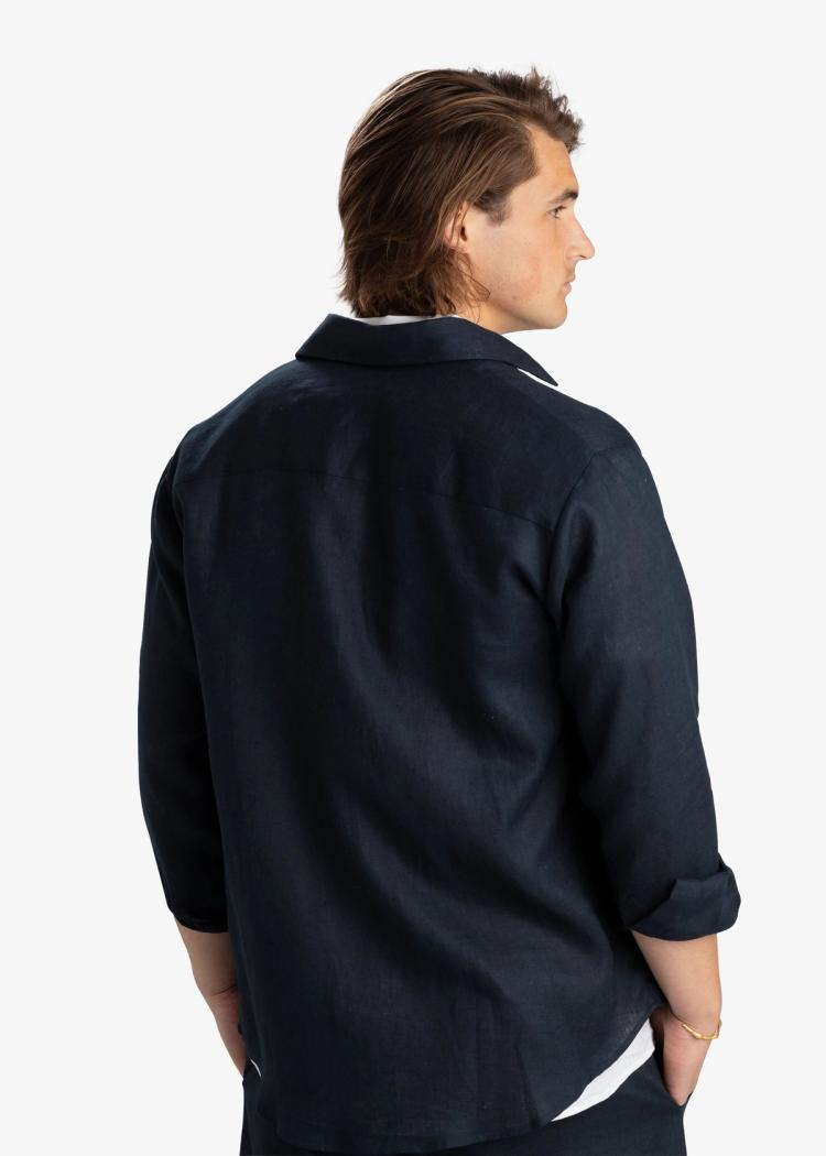 Secondary product image for "Three Pocket Linneskjorta Marinblå"