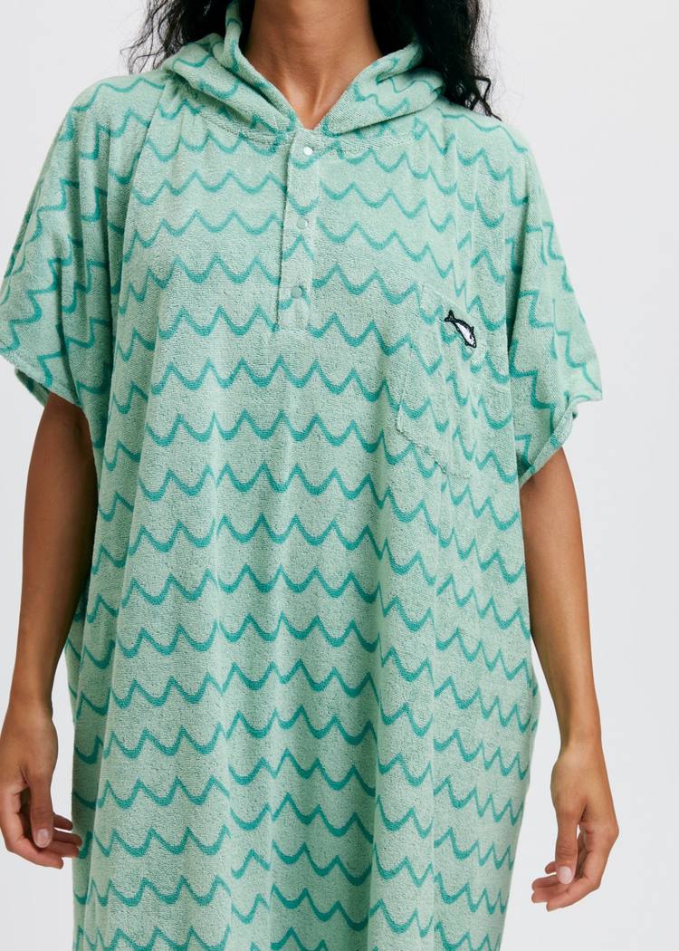 Secondary product image for "Terry Towel Poncho Mint Wave"