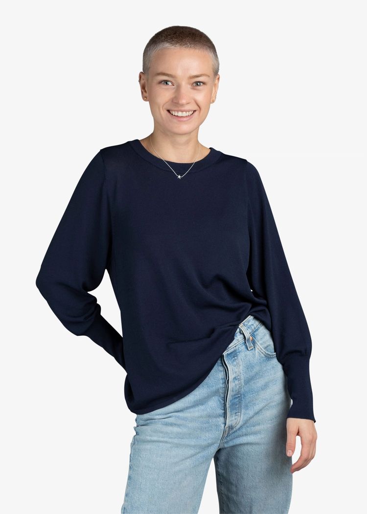 Secondary product image for "Edith Stickad Tröja Marinblå"