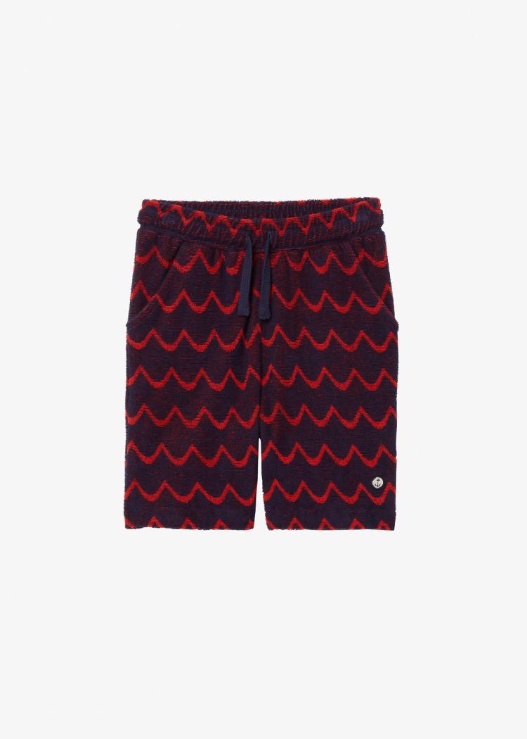 Secondary product image for "Beach Terry Shorts Navy Red Wave Child"