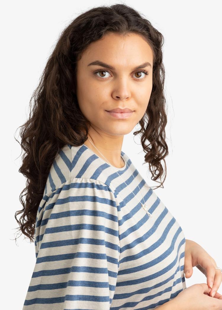 Secondary product image for "Molly Puff Blouse Stripe Blue Sand"