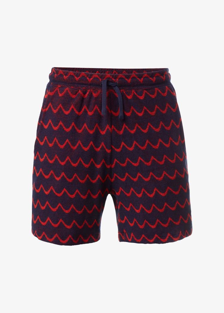 Secondary product image for "Strand Frottéshorts Navy Röd Våg"