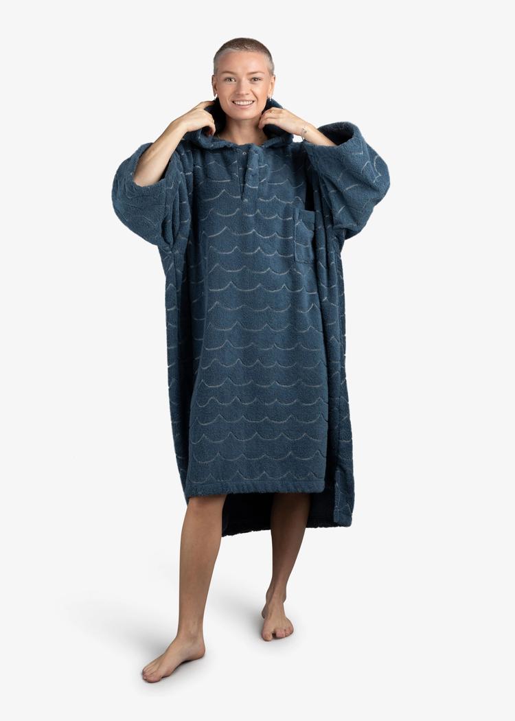 Secondary product image for "Frottéponcho Våg Petrol Långärmad"