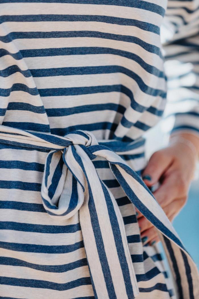 Secondary product image for "Sigrid Dress Stripe Blue Sand"