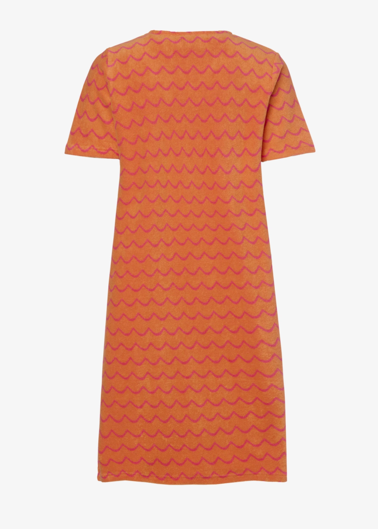 Secondary product image for "Hilda Frottéklänning Orange/Rosa Våg"