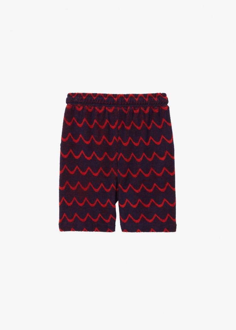 Secondary product image for "Strand Frottéshorts Navy Röd Våg Barn"