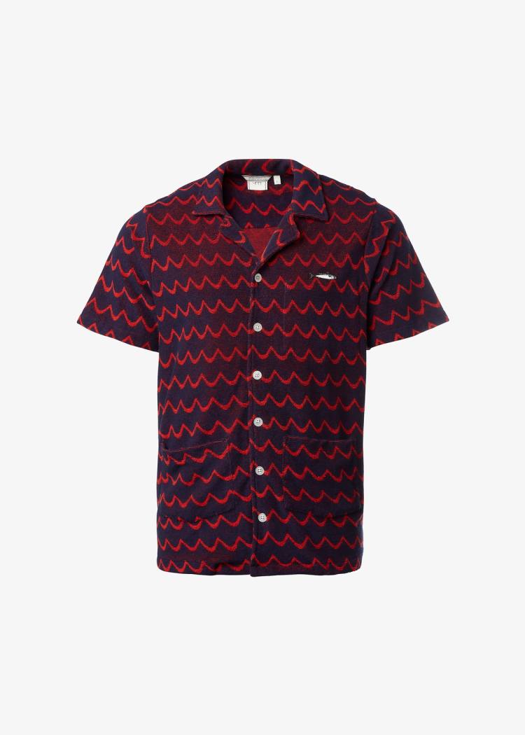 Secondary product image for "Frottéskjorta Navy Våg Röd"