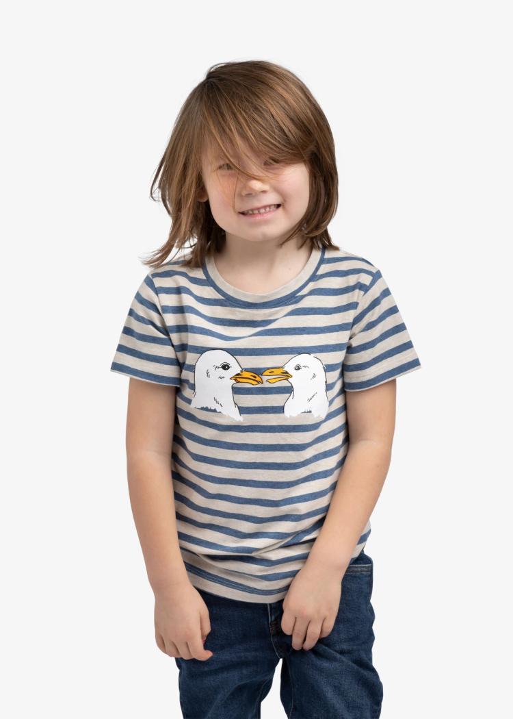 Secondary product image for "T-shirt Barn Rand Blå & Sand"