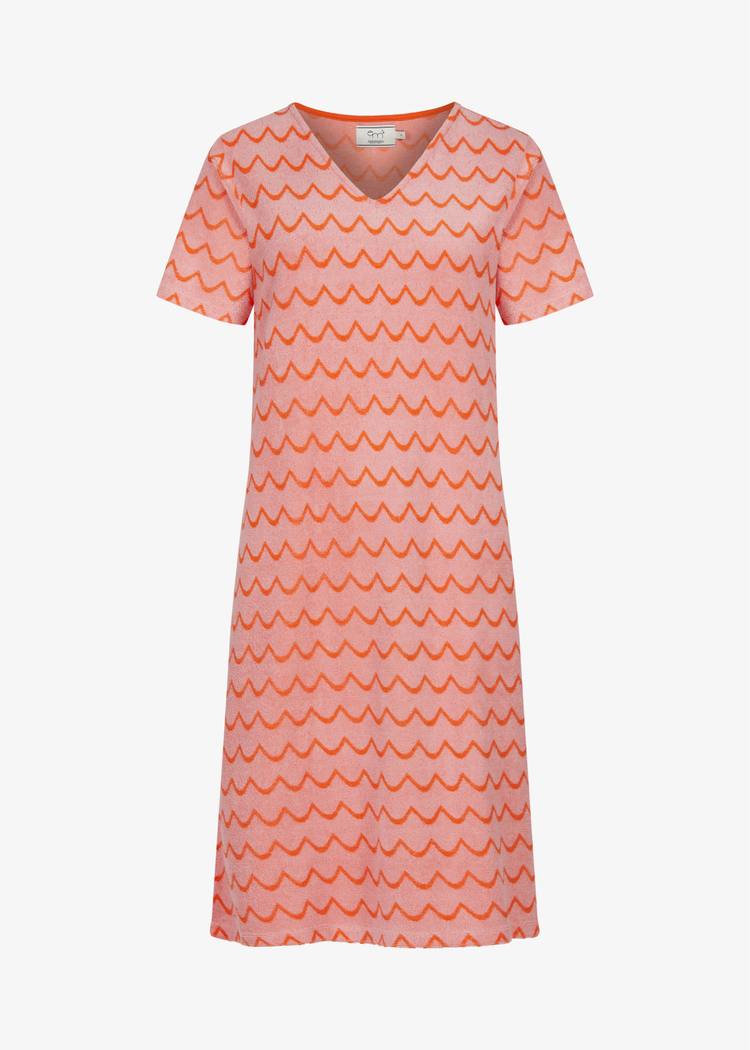 Secondary product image for "Hilda Frottéklänning Våg Rosa Orange"