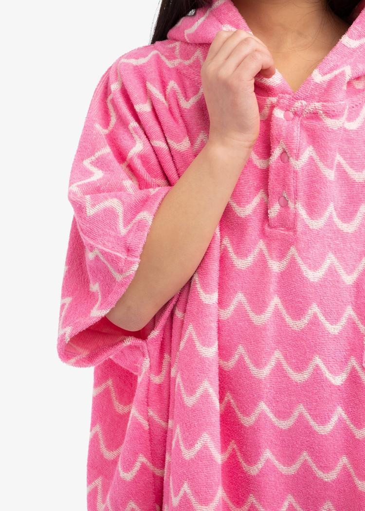 Secondary product image for "Frottéponcho Våg Rosa Barn"