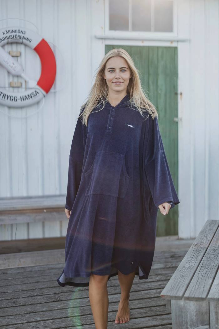 Secondary product image for "Frottéponcho Marinblå LS"