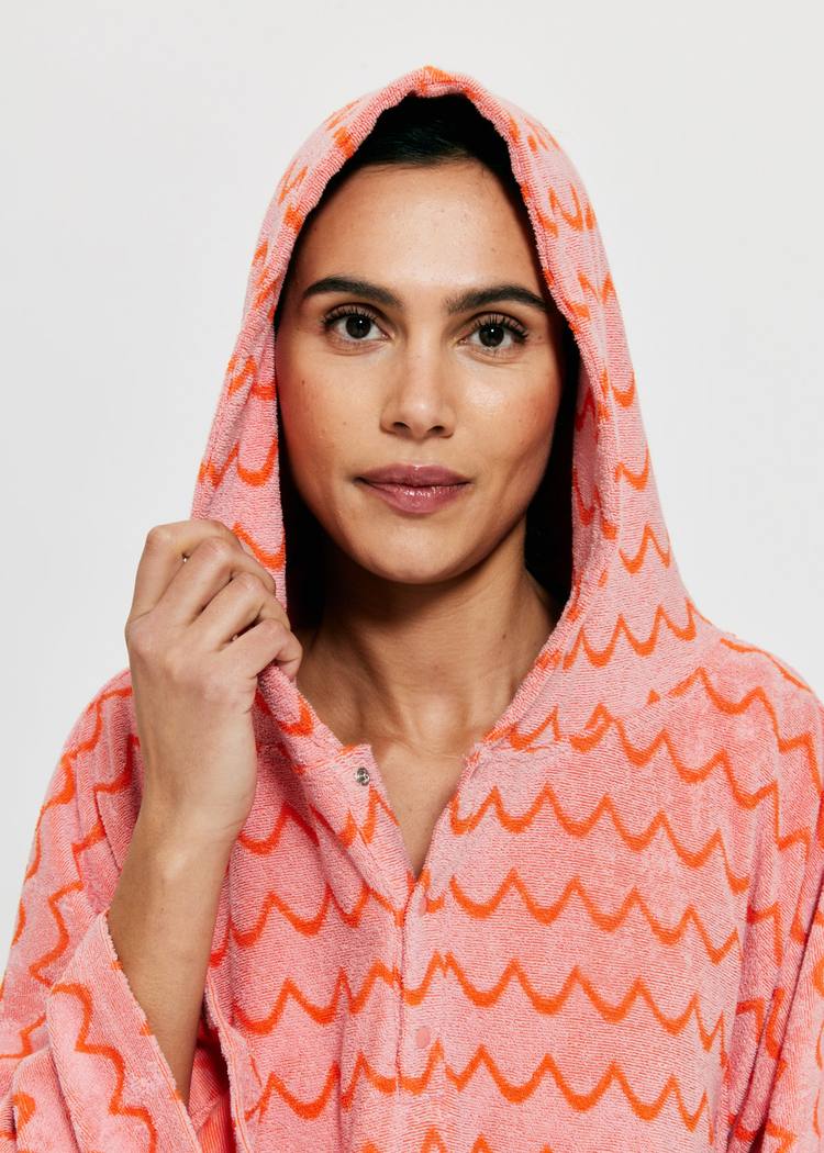 Secondary product image for "Frottéponcho Våg Rosa Orange LS"