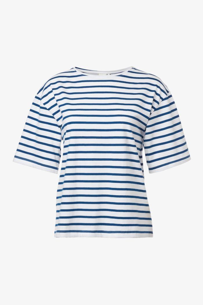 Secondary product image for "Tuva T-Shirt Stripe White Blue"