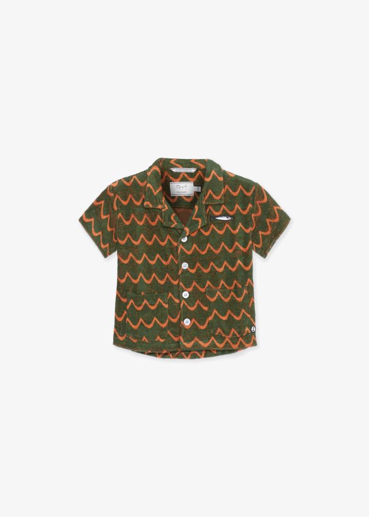 Secondary product image for "Frottéskjorta Våg Grön Orange Barn"
