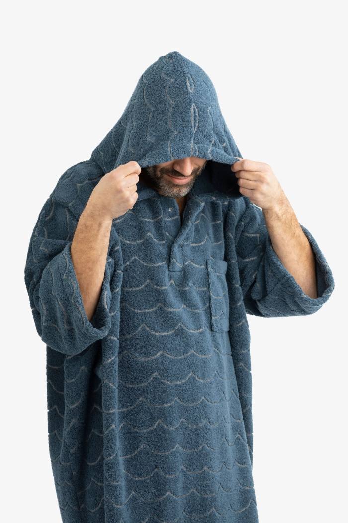 Secondary product image for "Frottéponcho Våg Petrol Långärmad"
