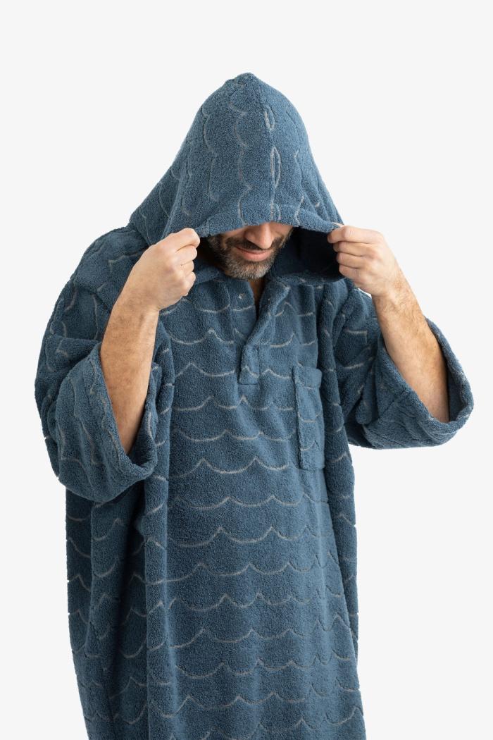 Secondary product image for "Frottéponcho Våg Petrol Långärmad"