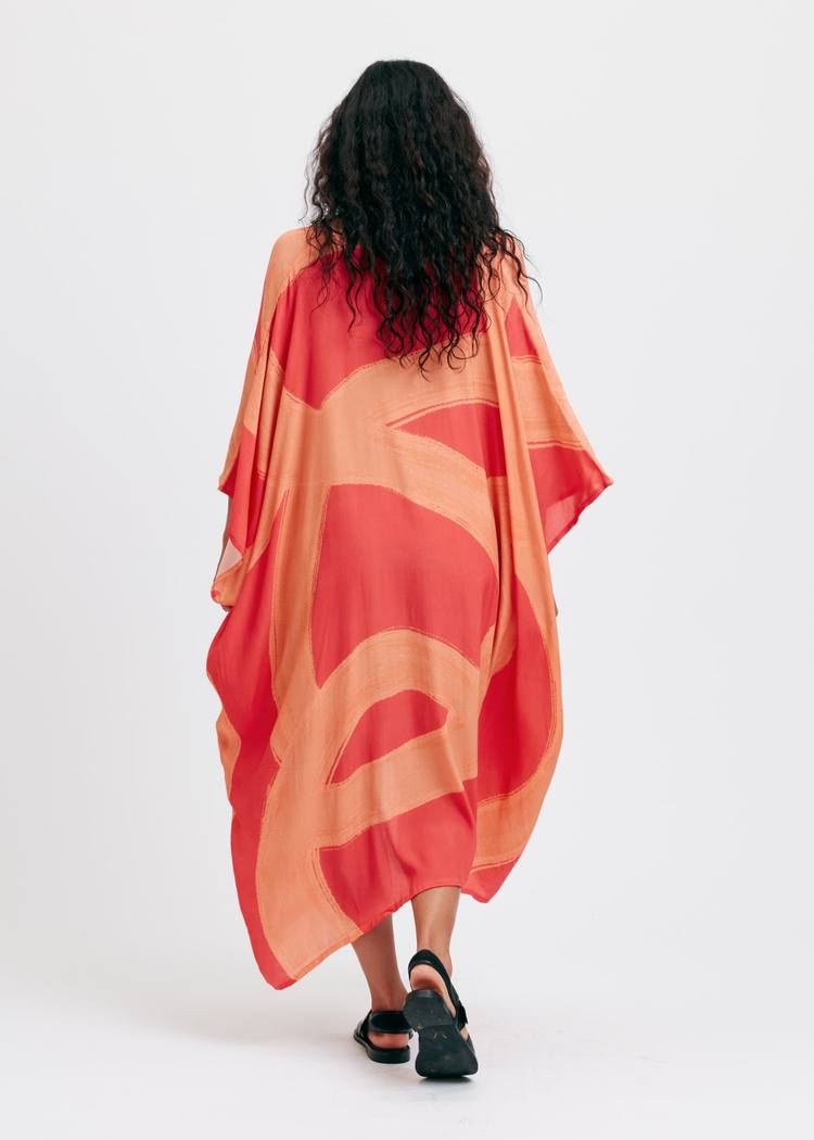 Secondary product image for "Leya Kaftan Ocean Line Peach"