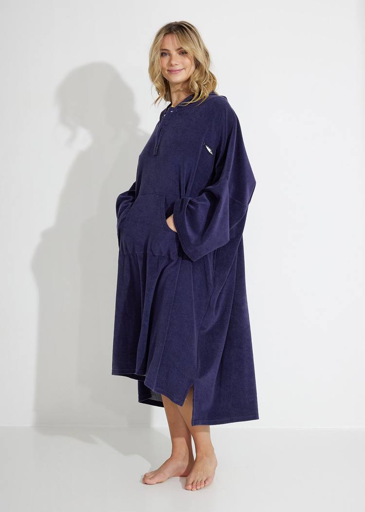 Secondary product image for "Frottéponcho Marinblå LS"