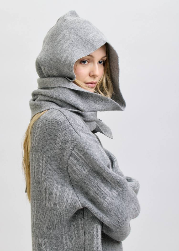 Secondary product image for "EM Scarf Hood Greymelange"