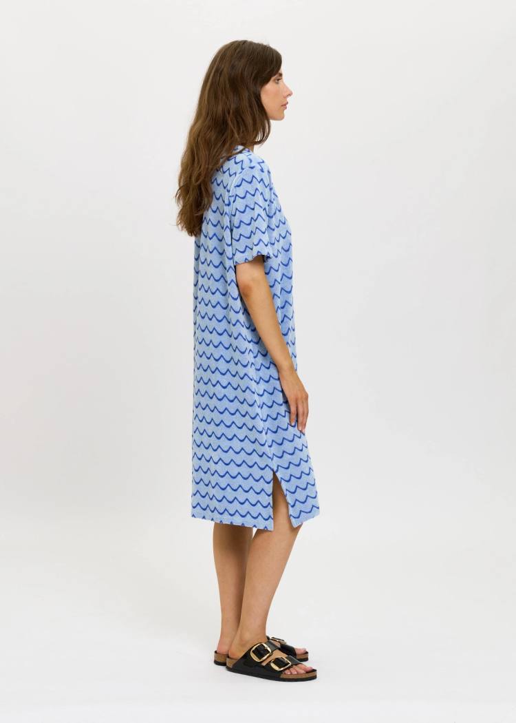 Secondary product image for "Hilda Frottéklänning Blå/Navy Våg"