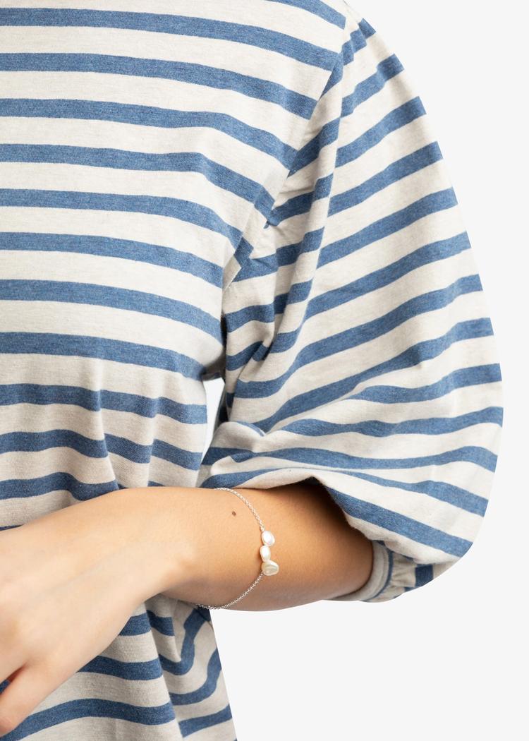 Secondary product image for "Molly Puff Blouse Stripe Blue Sand"