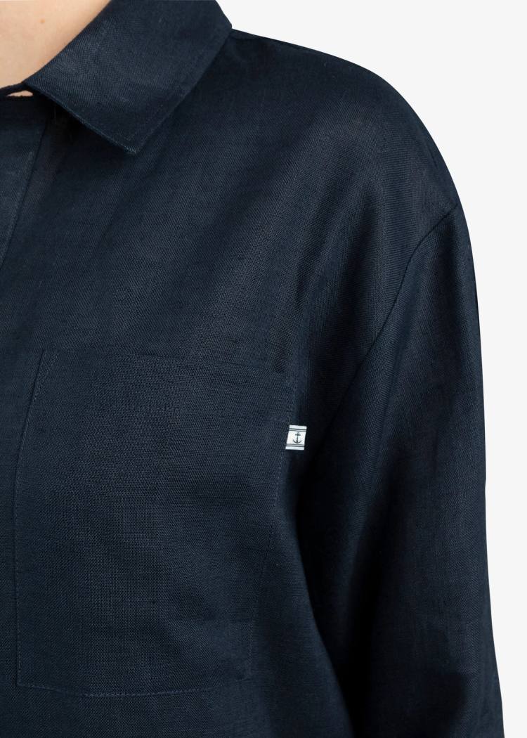 Secondary product image for "Three Pocket Linneskjorta Marinblå"