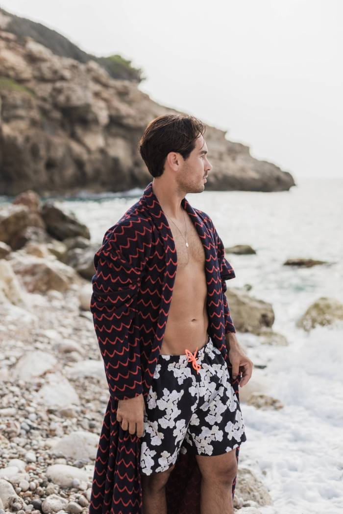 Secondary product image for "Bathrobe Tie Wave Navy Red Unisex"