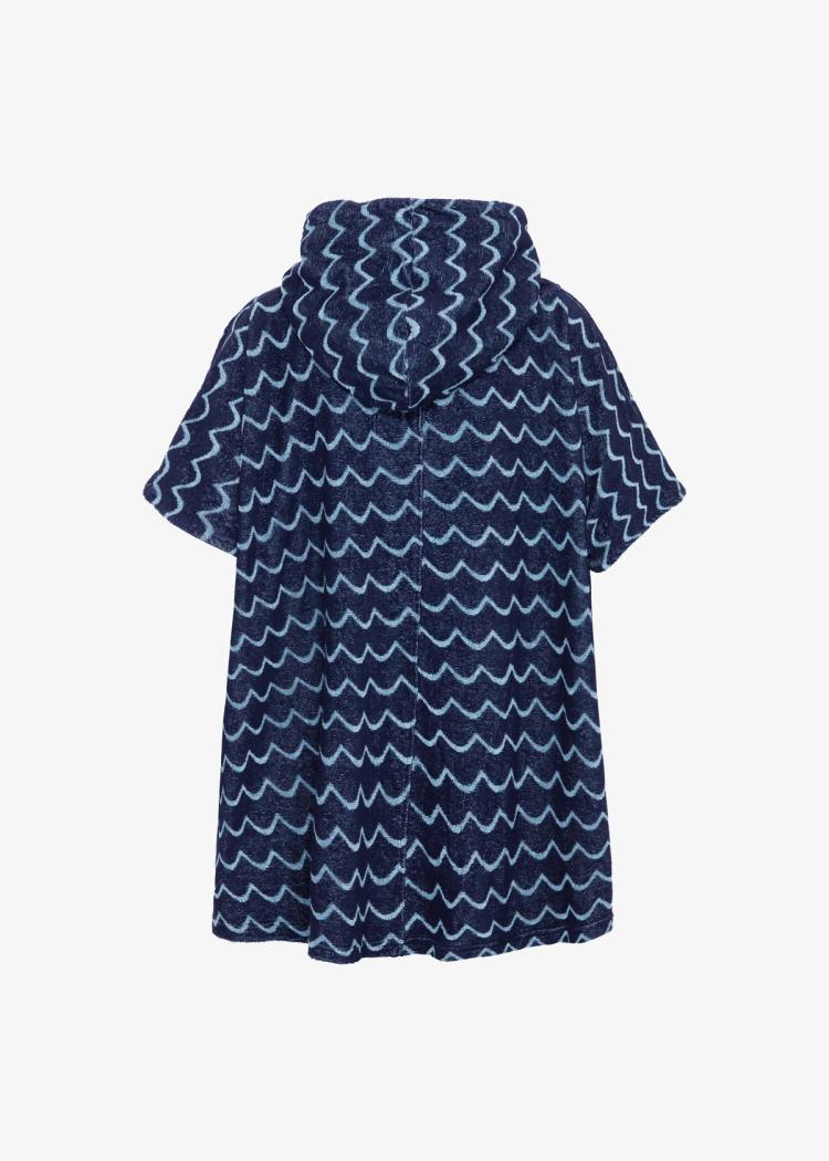 Secondary product image for "Frottéponcho Våg Navy Ljusblå Barn"