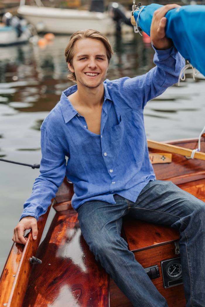 Secondary product image for "Three Pocket Overshirt Linne Blåblå Herr"