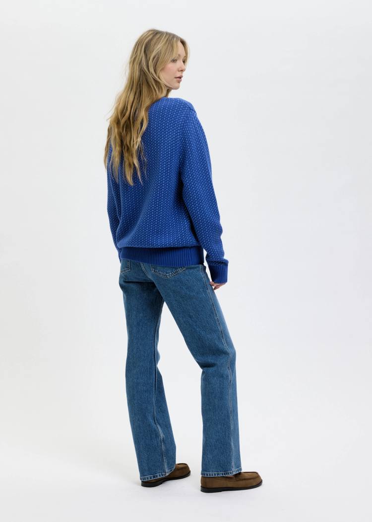 Secondary product image for "Olga Stickad Blå Bomull"