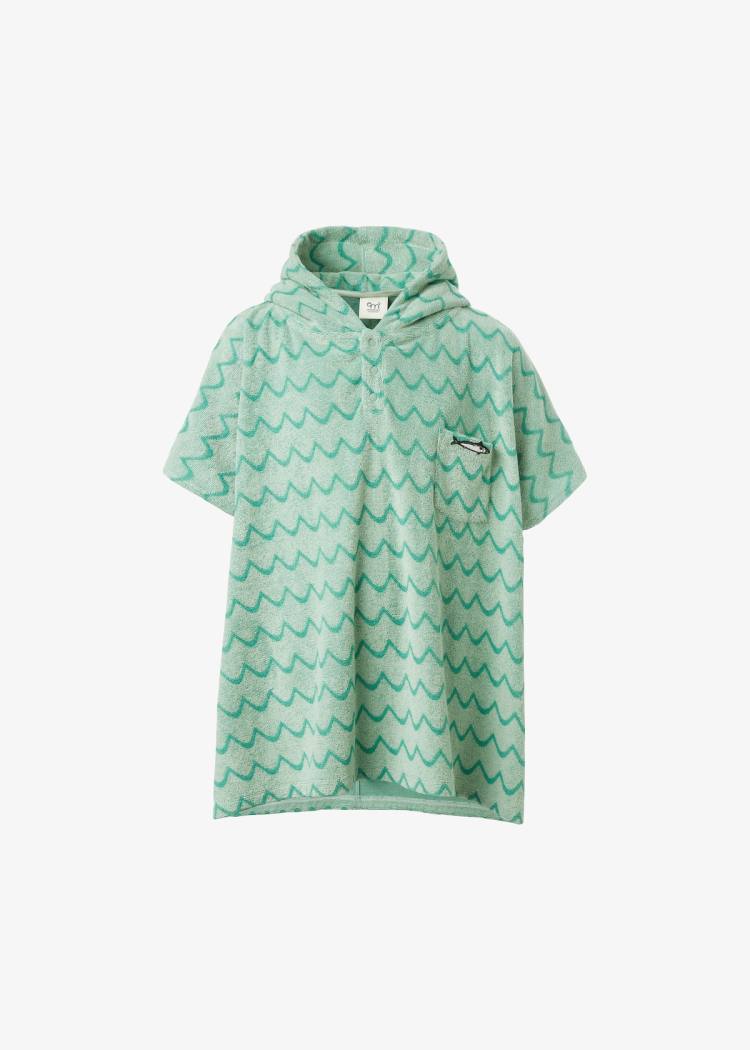 Secondary product image for "Frottéponcho Mint Våg Barn"