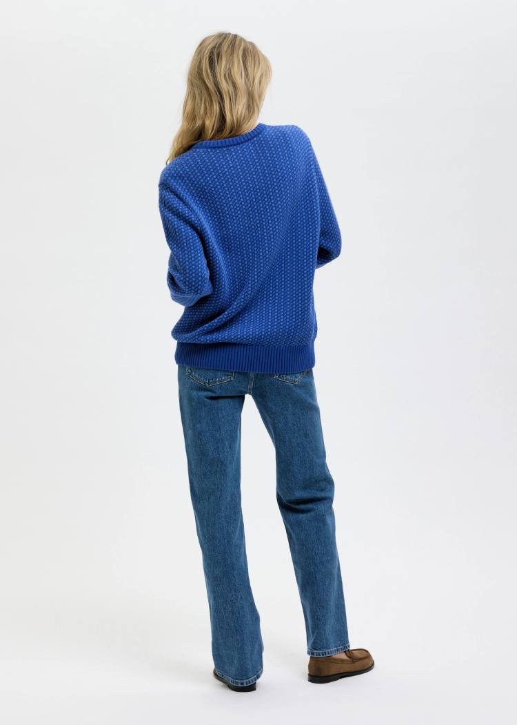 Secondary product image for "Olga Stickad Blå Bomull"