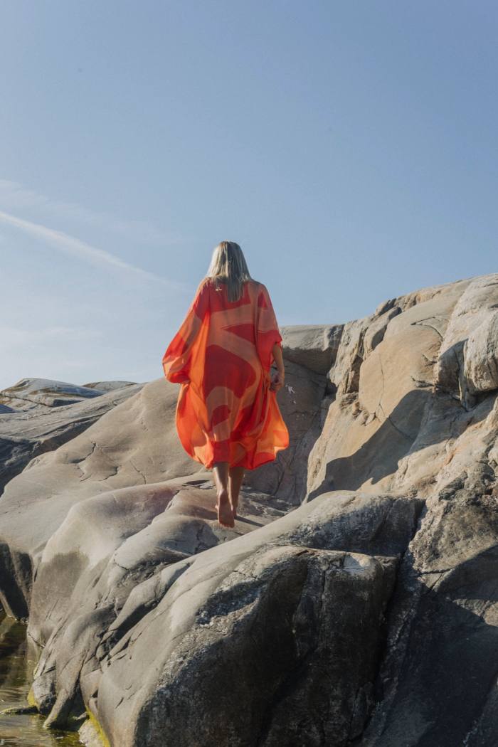 Secondary product image for "Leya Kaftan Ocean Line Peach"