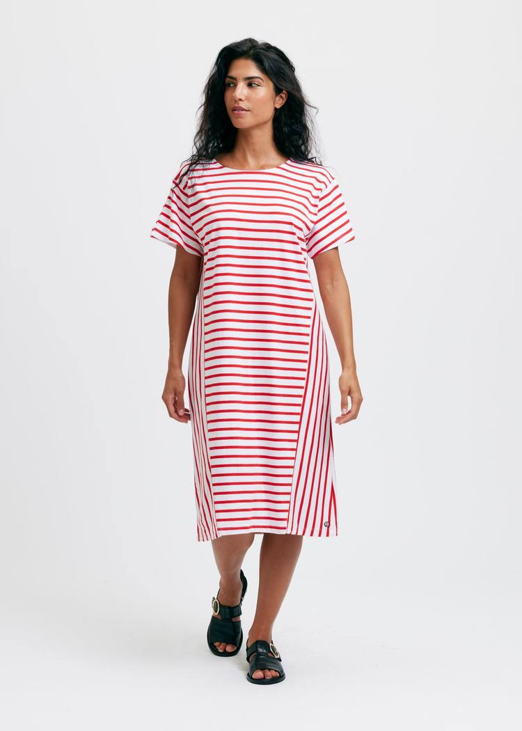 Secondary product image for "Lina Dress Stripe White Red"