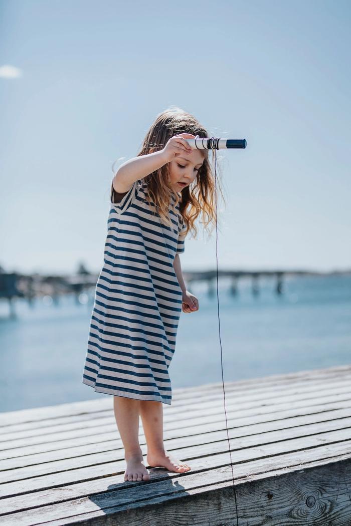 Secondary product image for "Mini Paulette Dress Stripe Blue Sand"