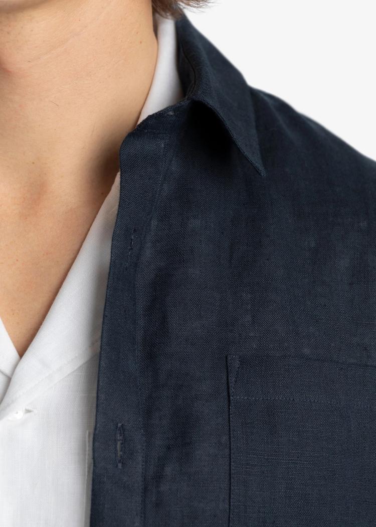 Secondary product image for "Three Pocket Linneskjorta Marinblå"