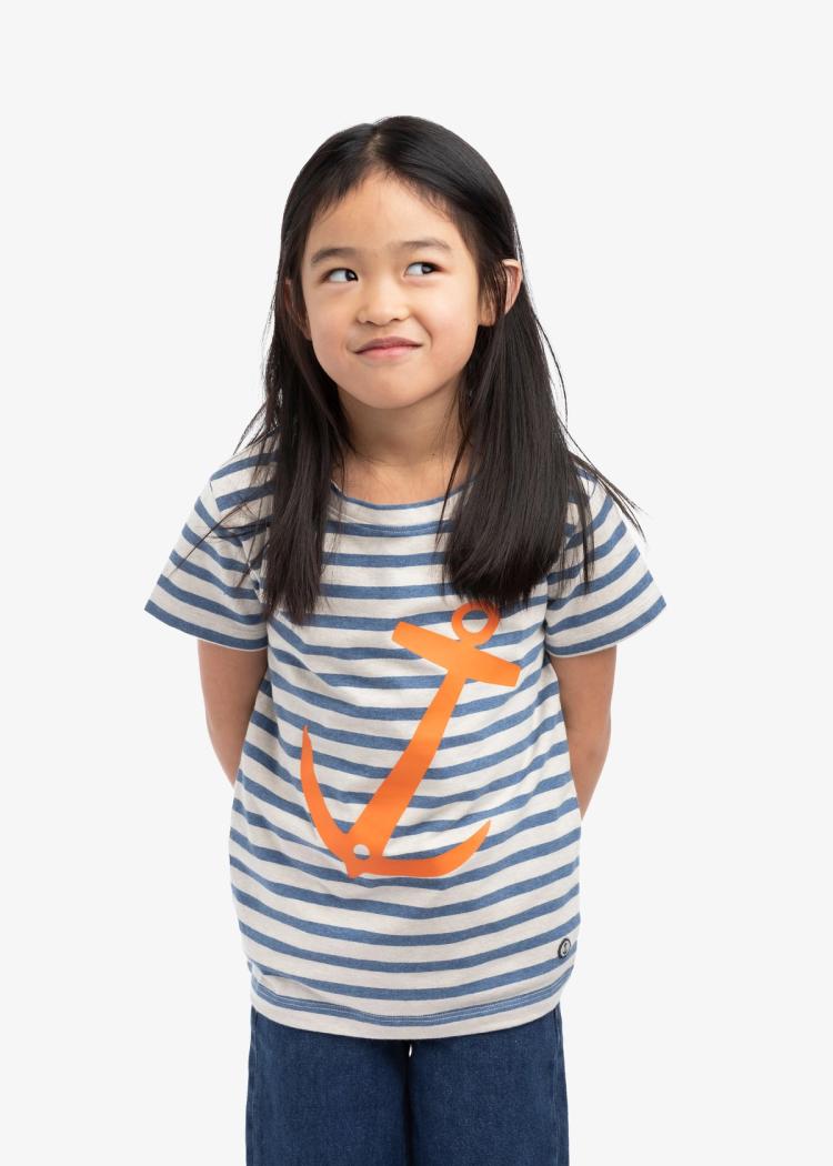 Secondary product image for "T-shirt Ankare Rand Blå & Sand"