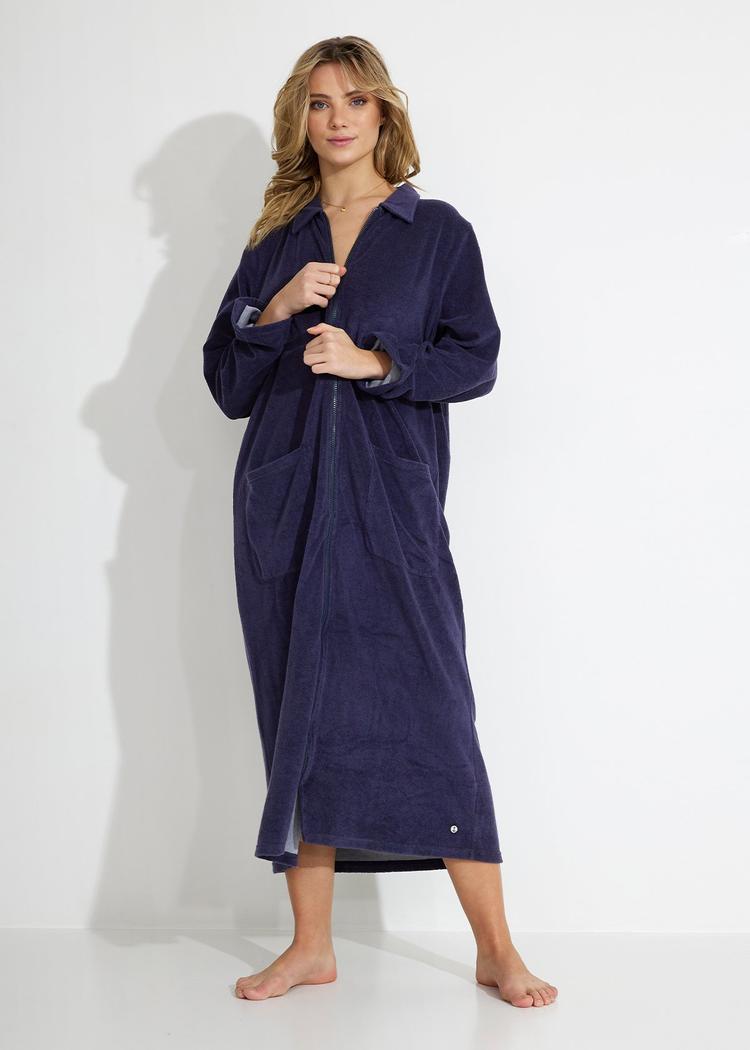 Secondary product image for "Bathrobe Archipelago Navy Blue Long"