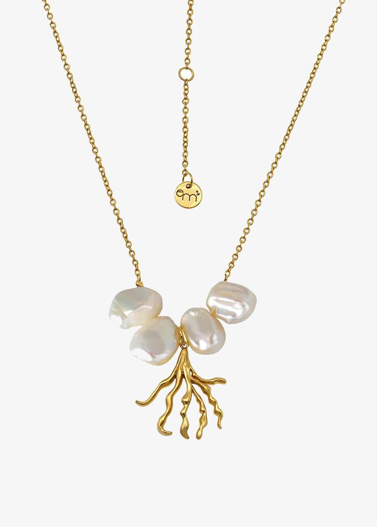 Secondary product image for "Baroque Pearl Necklace Seaweed Gold"