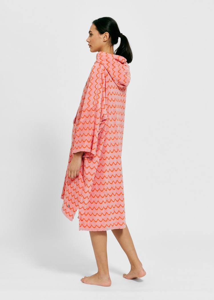 Secondary product image for "Frottéponcho Våg Rosa Orange LS"