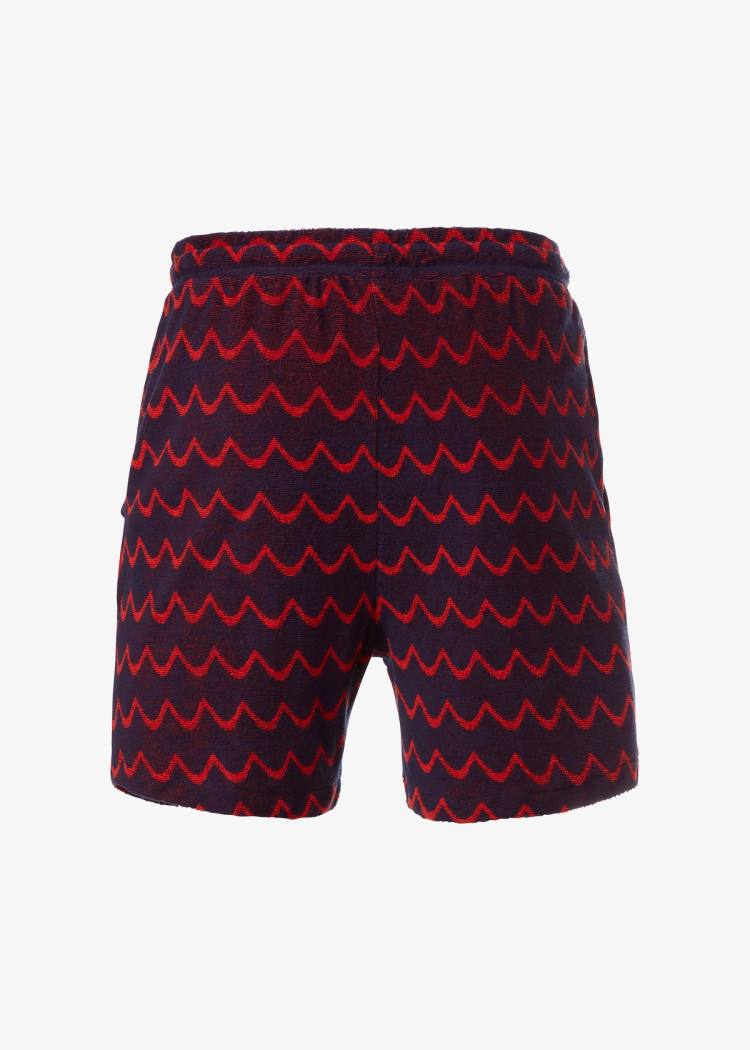 Secondary product image for "Strand Frottéshorts Navy Röd Våg"